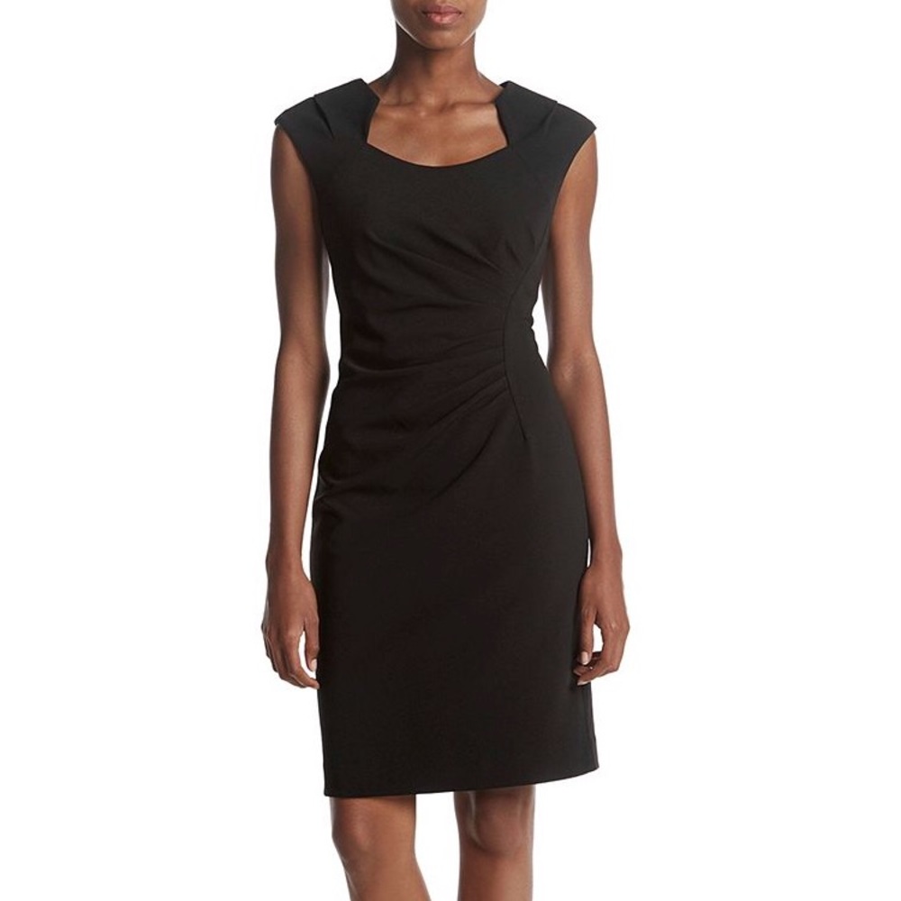 NWOT Calvin Klein Black Ruched Sheath Dress